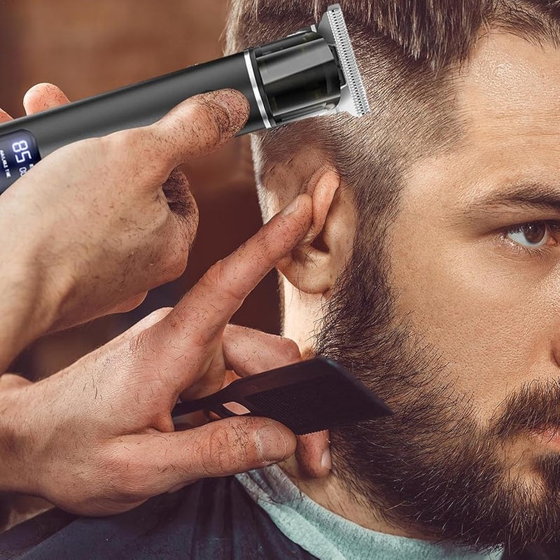 Black Suit Professional Hair Beard Trimmer Cordless Waterproof Rechargeable Electric Shaver - Image 2